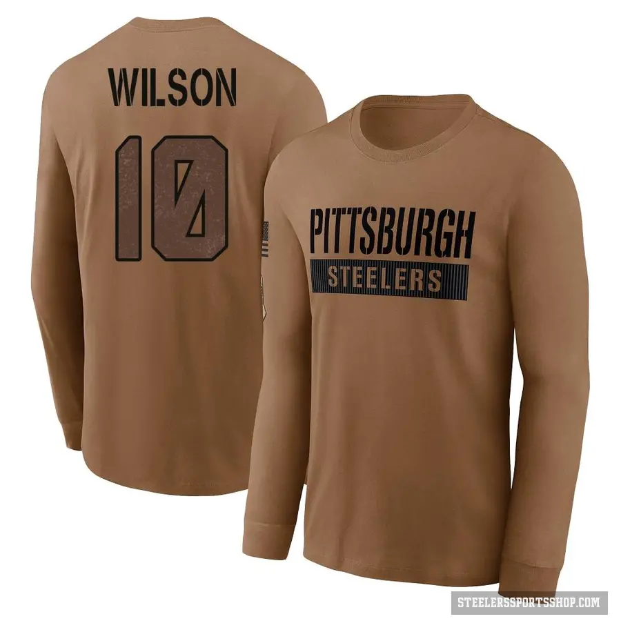 Men's ＃10 Roman Wilson Pittsburgh Steelers Brown 2023 Salute To Service Long Sleeve T-Shirt