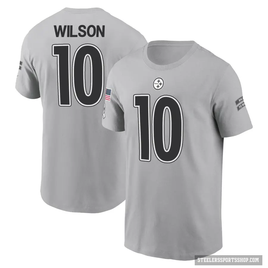 Men's ＃10 Roman Wilson Pittsburgh Steelers Gray 2024 Salute to Service T-Shirt