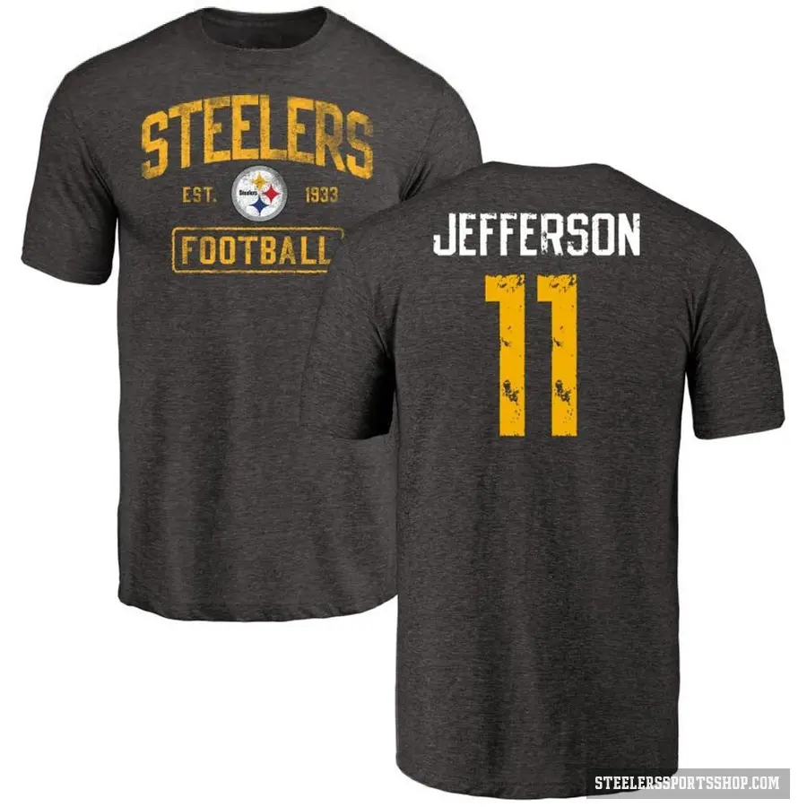 Men's ＃11 Van Jefferson Pittsburgh Steelers Black Distressed T-Shirt