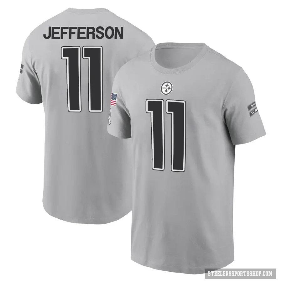 Men's ＃11 Van Jefferson Pittsburgh Steelers Gray 2024 Salute to Service T-Shirt