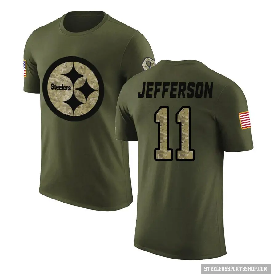 Men's ＃11 Van Jefferson Pittsburgh Steelers Olive Salute to Service T-Shirt