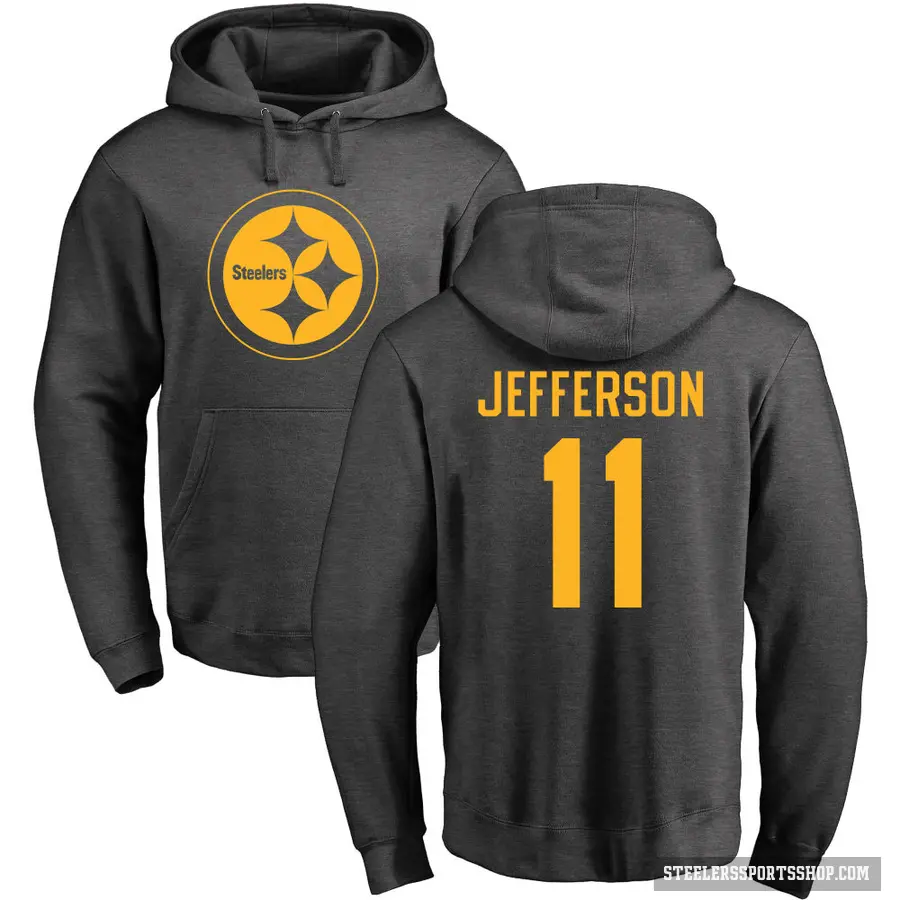 Men's ＃11 Van Jefferson Pittsburgh Steelers Pro Line by Branded Ash One Color Pullover Hoodie