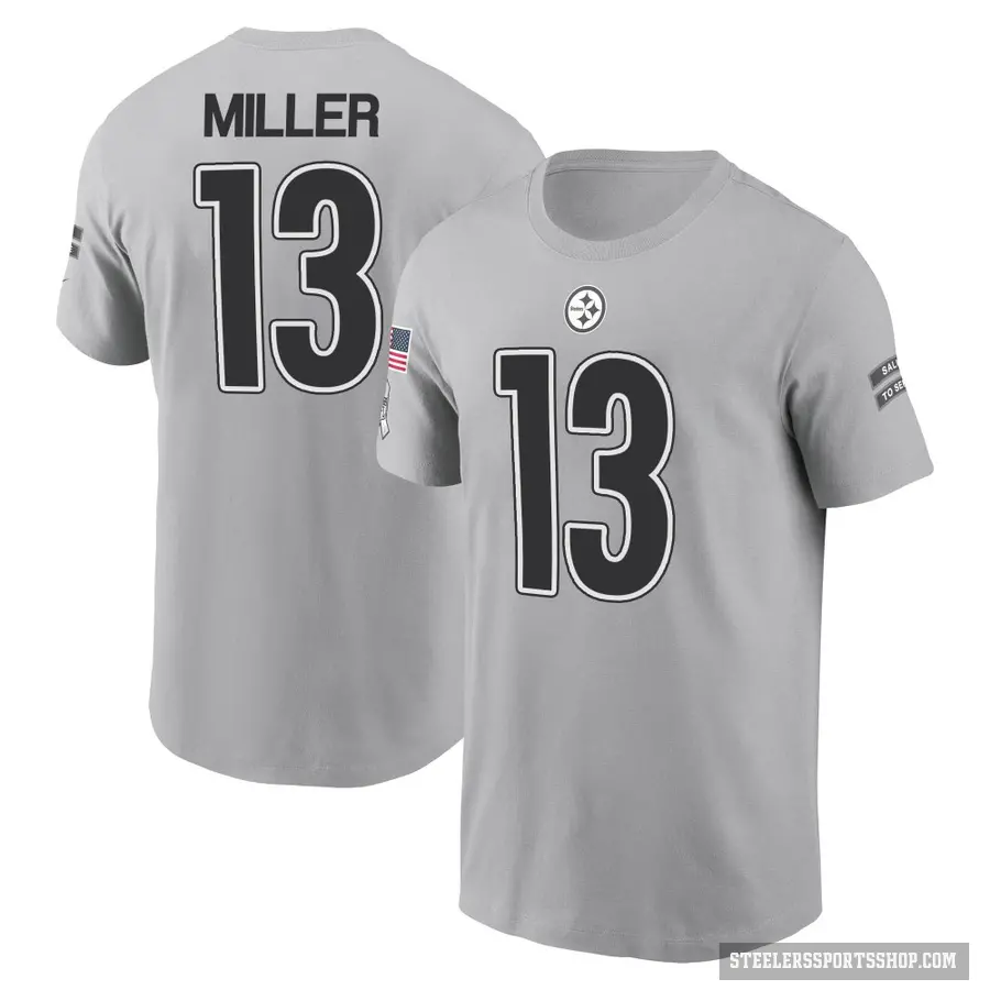 Men's ＃13 Scotty Miller Pittsburgh Steelers Gray 2024 Salute to Service T-Shirt