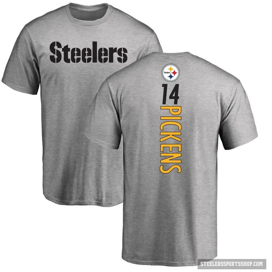 Men's ＃14 George Pickens Pittsburgh Steelers Ash Backer T-Shirt