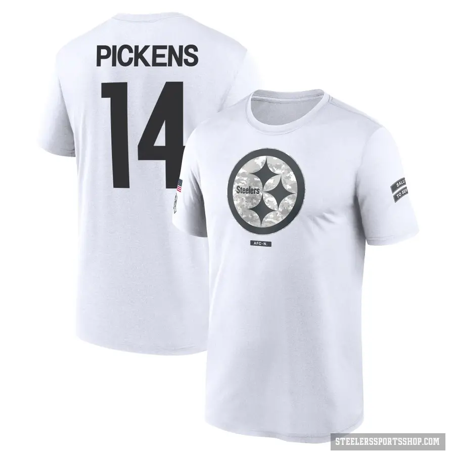 Men's ＃14 George Pickens Pittsburgh Steelers White 2024 Salute to Service Performance T-Shirt