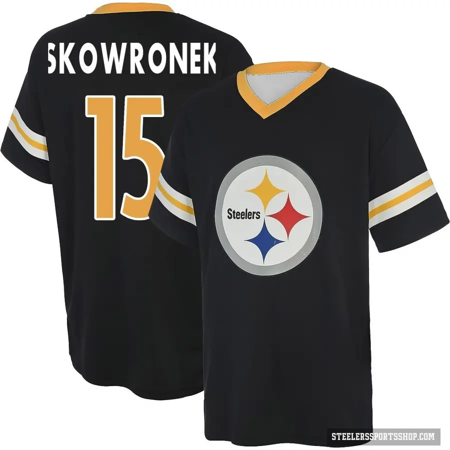 Men's ＃15 Ben Skowronek Pittsburgh Steelers Black Game Day V-Neck T-Shirt