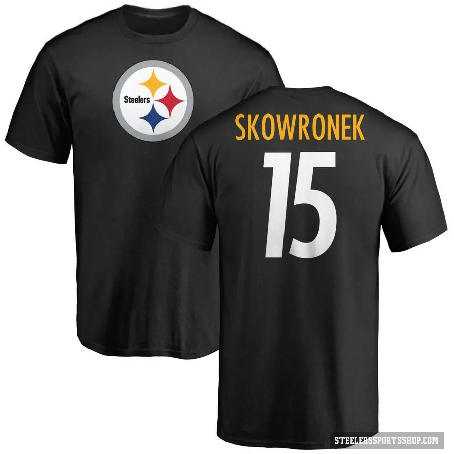 Men's ＃15 Ben Skowronek Pittsburgh Steelers Black Logo T-Shirt