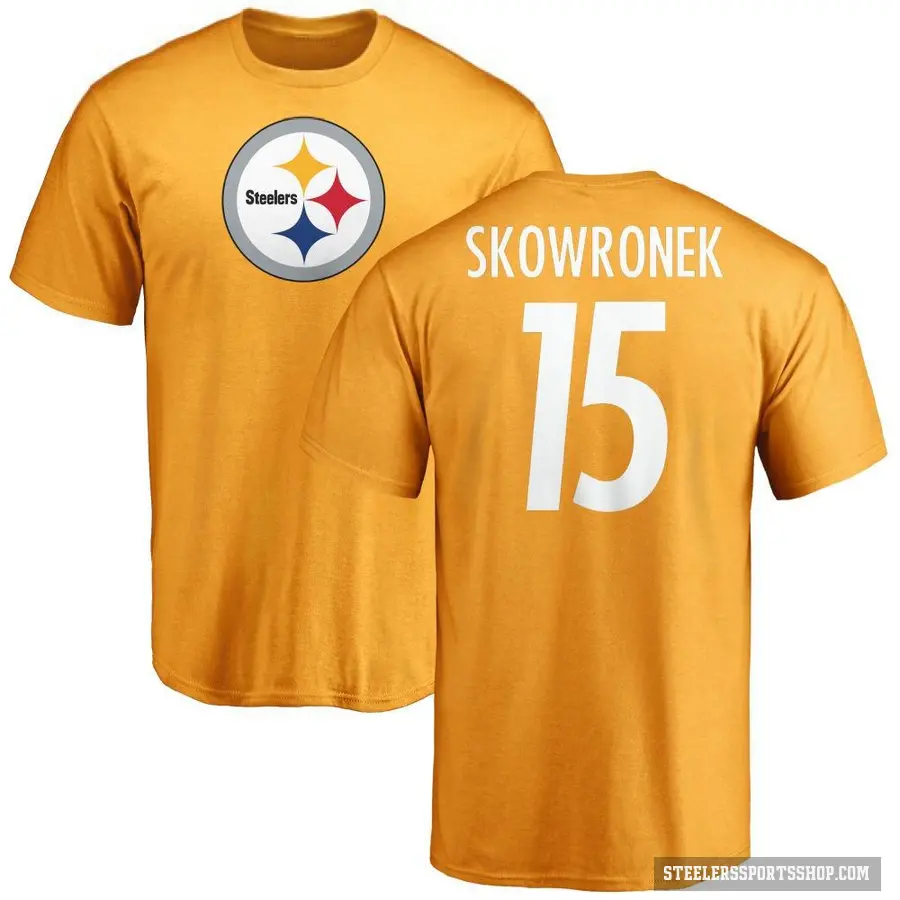 Men's ＃15 Ben Skowronek Pittsburgh Steelers Gold Logo T-Shirt