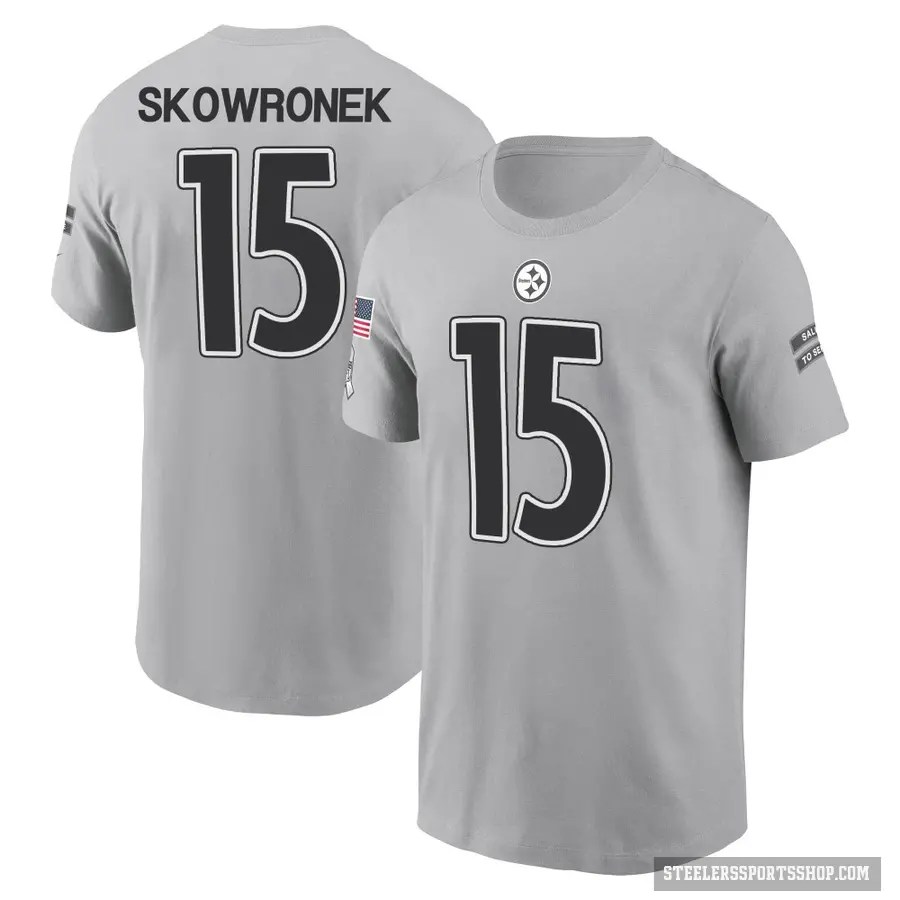 Men's ＃15 Ben Skowronek Pittsburgh Steelers Gray 2024 Salute to Service T-Shirt