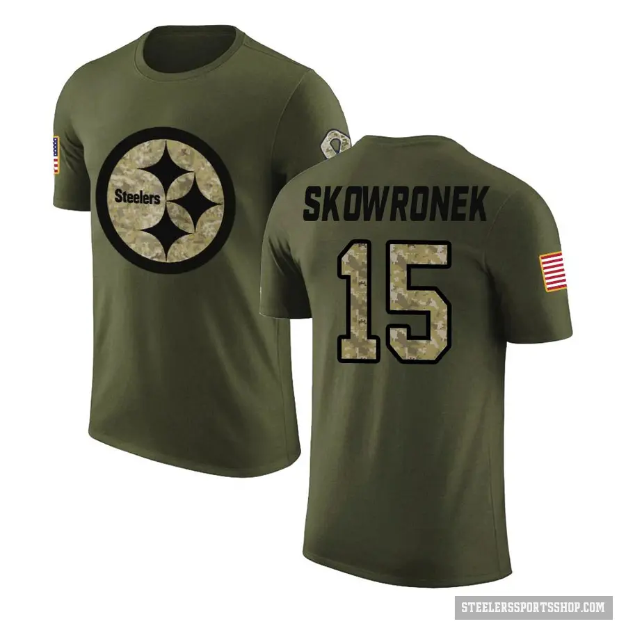 Men's ＃15 Ben Skowronek Pittsburgh Steelers Olive Salute to Service T-Shirt