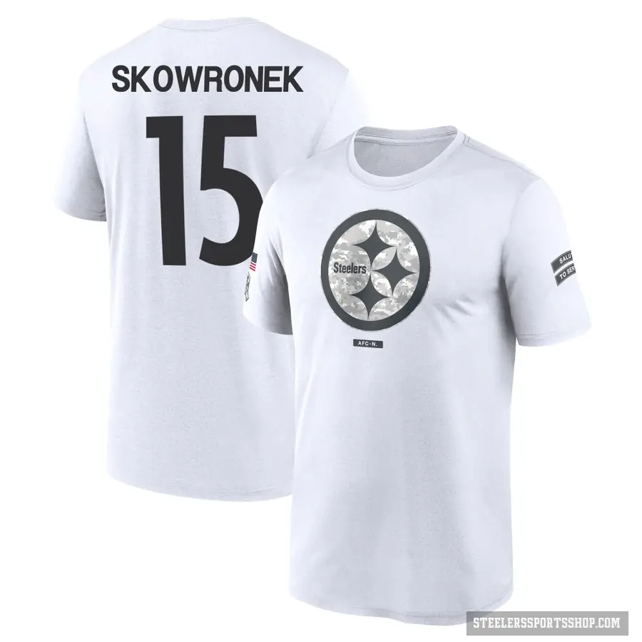 Men's ＃15 Ben Skowronek Pittsburgh Steelers White 2024 Salute to Service Performance T-Shirt