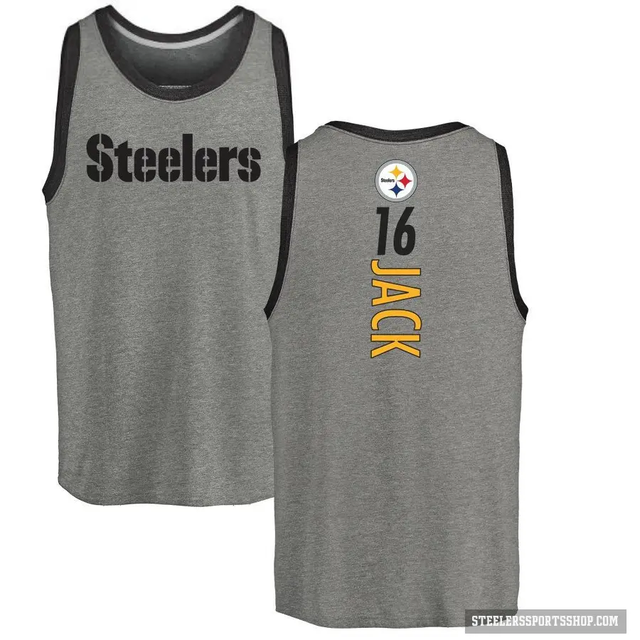 Men's ＃16 Myles Jack Pittsburgh Steelers Ash Backer Tank Top