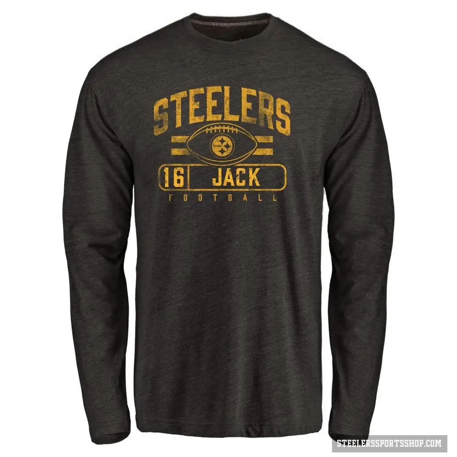 Men's ＃16 Myles Jack Pittsburgh Steelers Black Flanker Long Sleeve T-Shirt