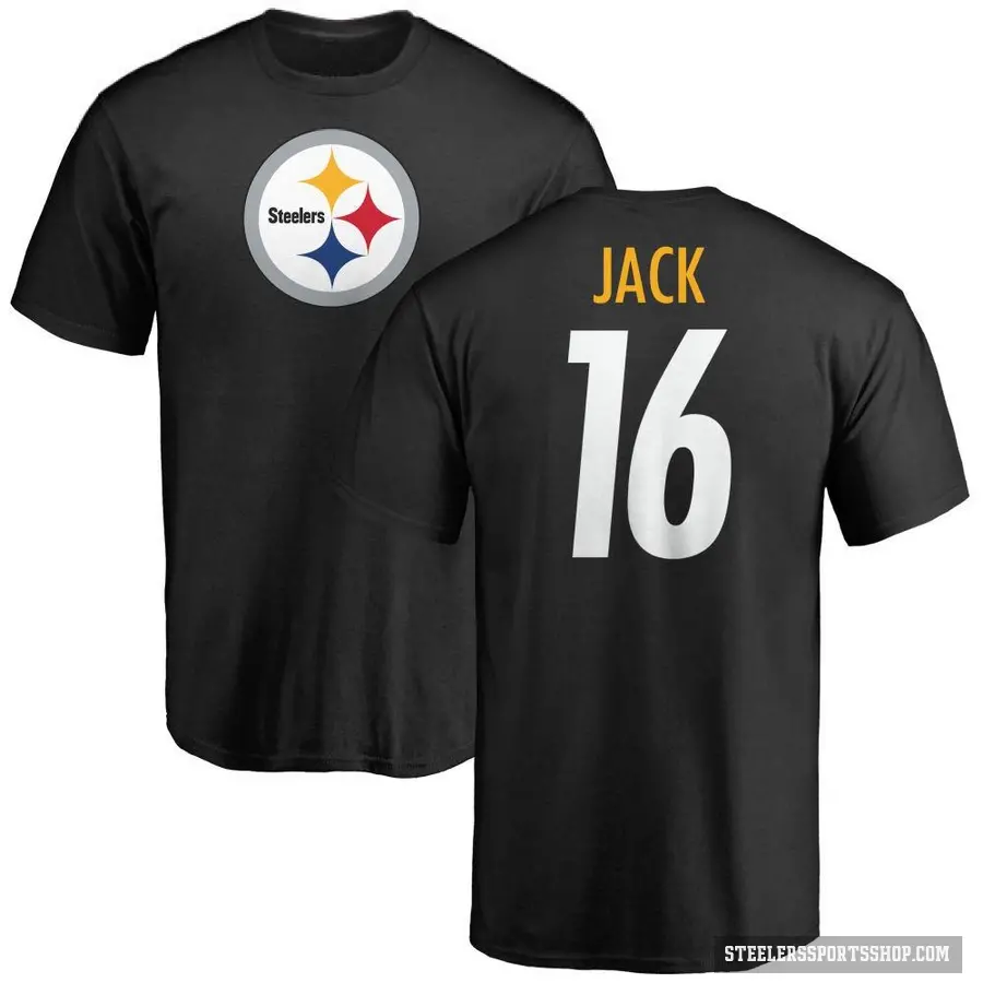 Men's ＃16 Myles Jack Pittsburgh Steelers Black Logo T-Shirt