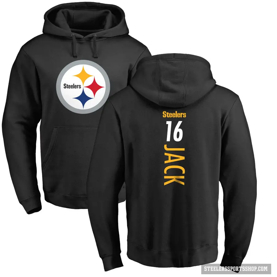 Men's ＃16 Myles Jack Pittsburgh Steelers Black Pro Line Backer Pullover Hoodie