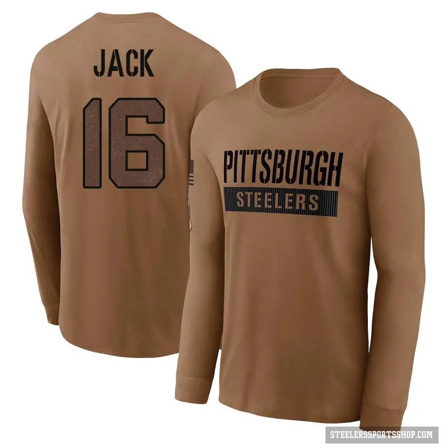 Men's ＃16 Myles Jack Pittsburgh Steelers Brown 2023 Salute To Service Long Sleeve T-Shirt