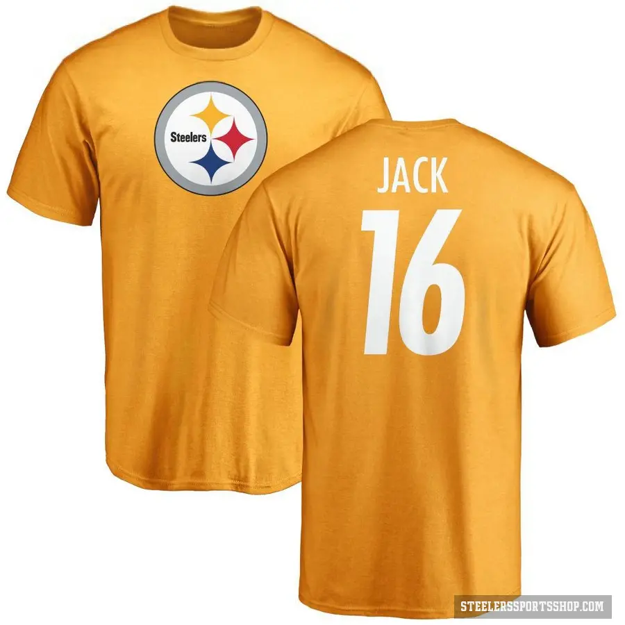 Men's ＃16 Myles Jack Pittsburgh Steelers Gold Logo T-Shirt