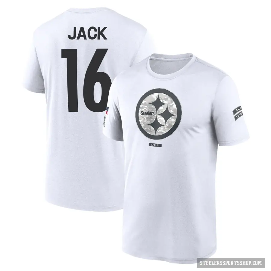 Men's ＃16 Myles Jack Pittsburgh Steelers White 2024 Salute to Service Performance T-Shirt