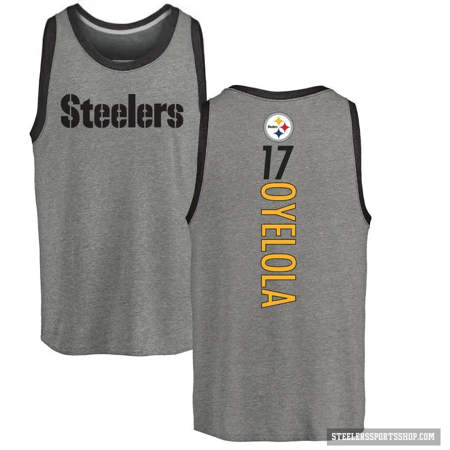 Men's ＃17 Ayo Oyelola Pittsburgh Steelers Ash Backer Tank Top