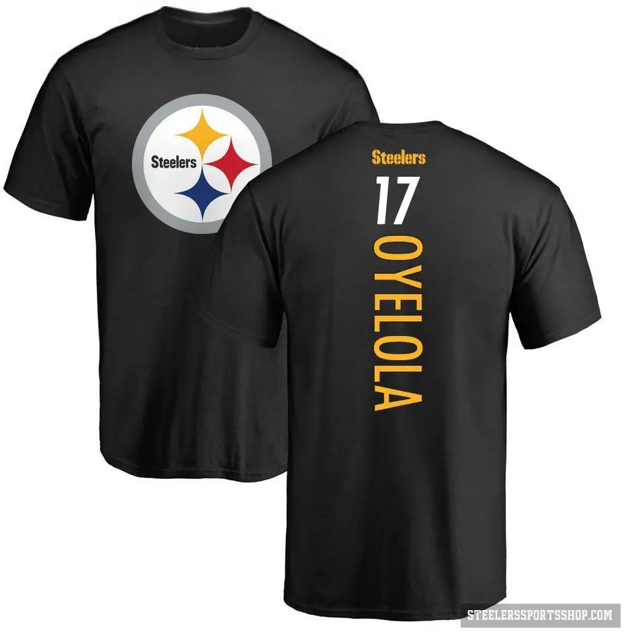 Men's ＃17 Ayo Oyelola Pittsburgh Steelers Black Backer T-Shirt