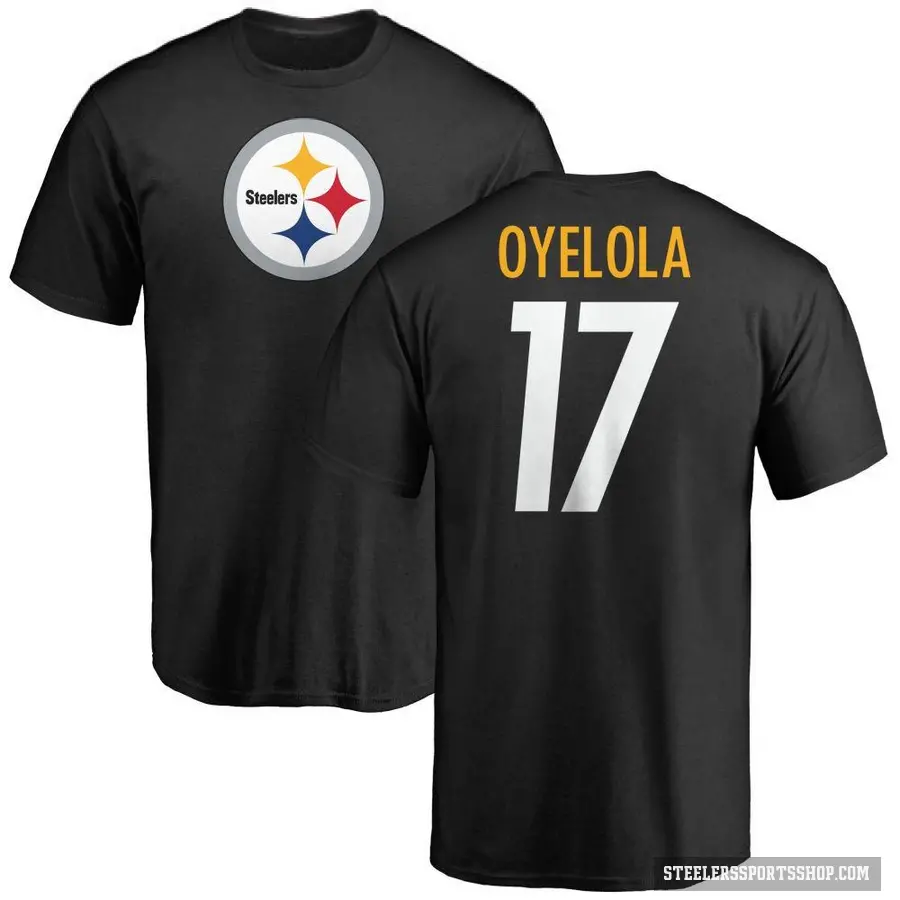 Men's ＃17 Ayo Oyelola Pittsburgh Steelers Black Logo T-Shirt