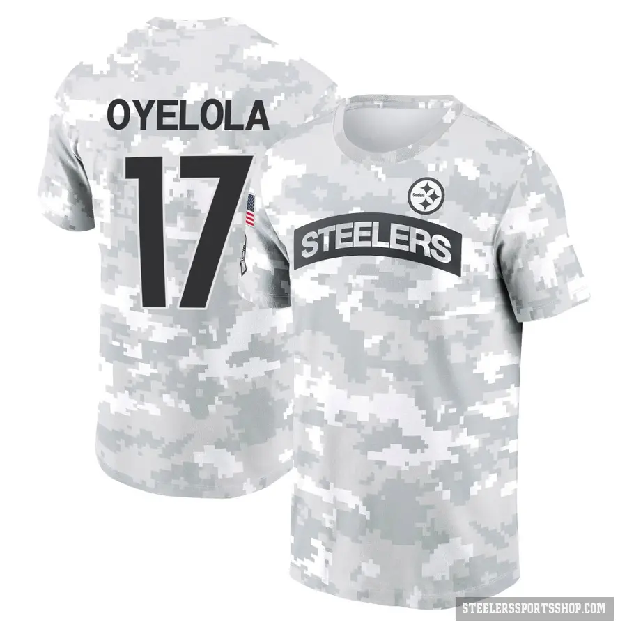 Men's ＃17 Ayo Oyelola Pittsburgh Steelers Camo Arctic 2024 Salute to Service Performance T-Shirt