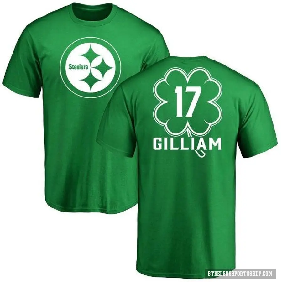 Men's ＃17 Joe Gilliam Pittsburgh Steelers Green St. Patrick's Day T-Shirt