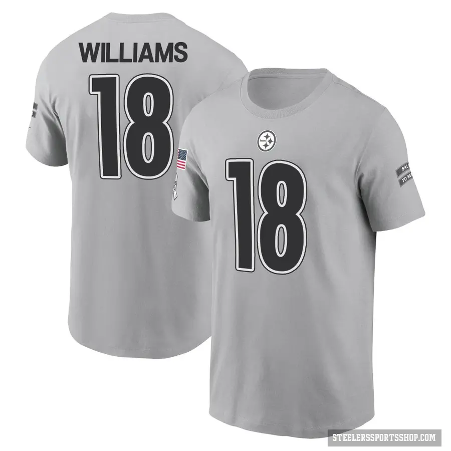 Men's ＃18 Mike Williams Pittsburgh Steelers Gray 2024 Salute to Service T-Shirt