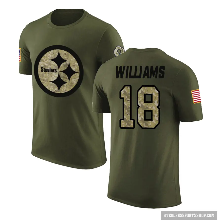 Men's ＃18 Mike Williams Pittsburgh Steelers Olive Salute to Service T-Shirt