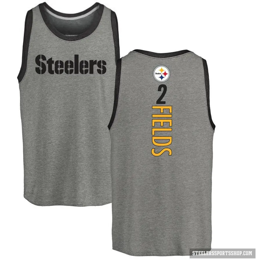 Men's ＃2 Justin Fields Pittsburgh Steelers Ash Backer Tank Top