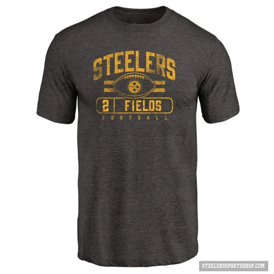 Men's ＃2 Justin Fields Pittsburgh Steelers Black Flanker T-Shirt