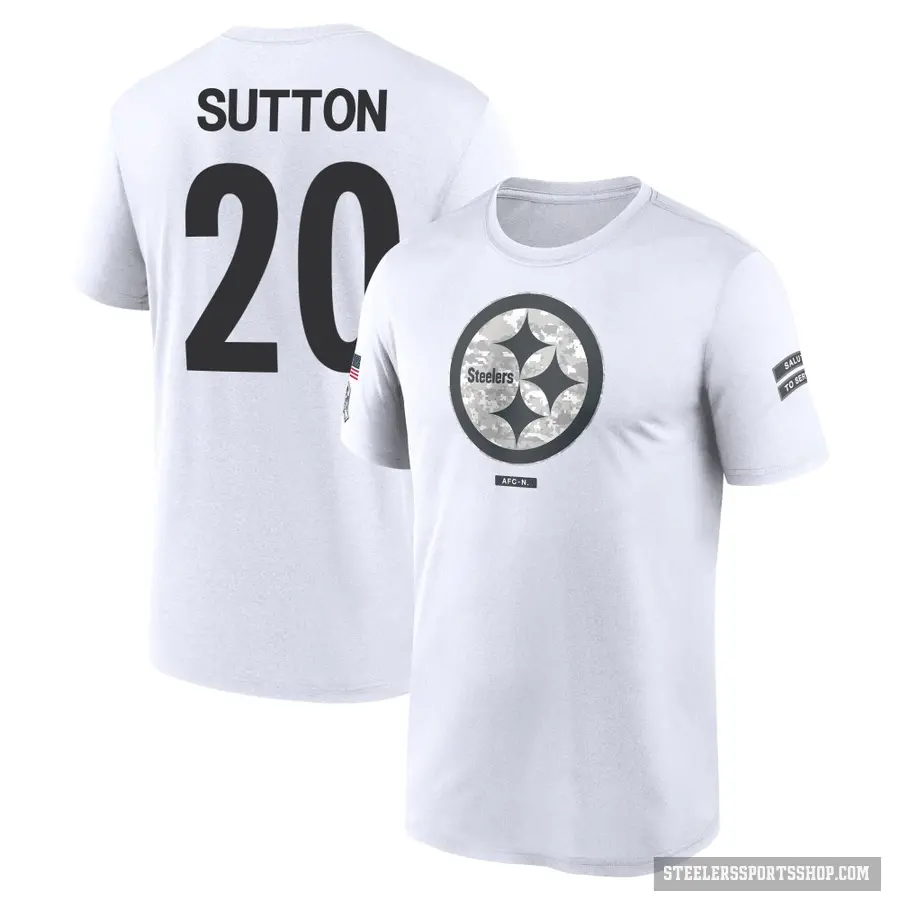 Men's ＃20 Cameron Sutton Pittsburgh Steelers White 2024 Salute to Service Performance T-Shirt