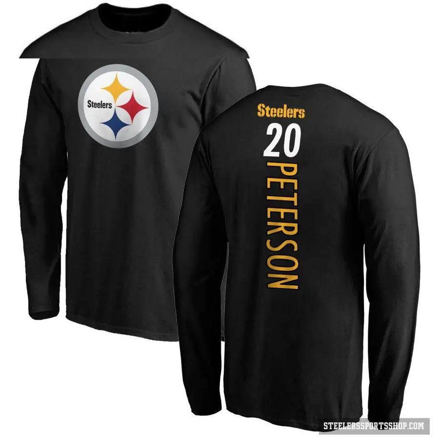 Men's ＃20 Patrick Peterson Pittsburgh Steelers Black Backer Long Sleeve T-Shirt