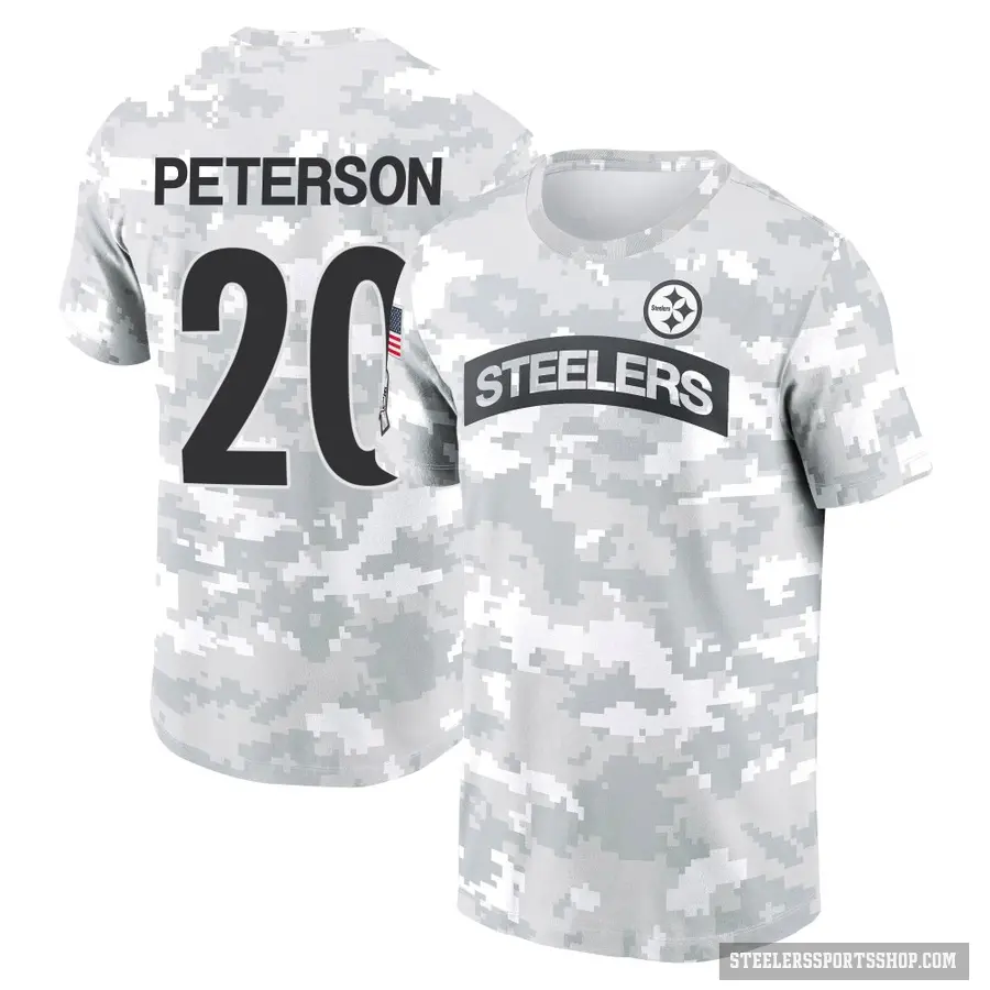 Men's ＃20 Patrick Peterson Pittsburgh Steelers Camo Arctic 2024 Salute to Service Performance T-Shirt