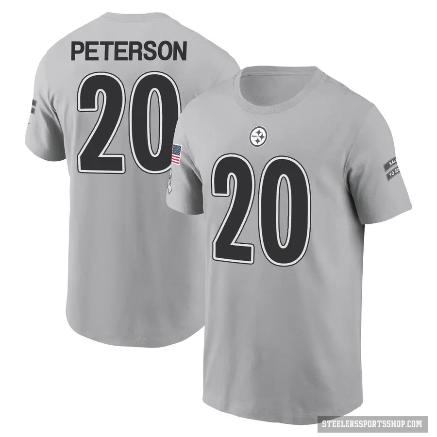 Men's ＃20 Patrick Peterson Pittsburgh Steelers Gray 2024 Salute to Service T-Shirt