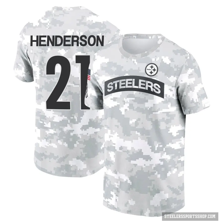 Men's ＃21 C.J. Henderson Pittsburgh Steelers Camo Arctic 2024 Salute to Service Performance T-Shirt