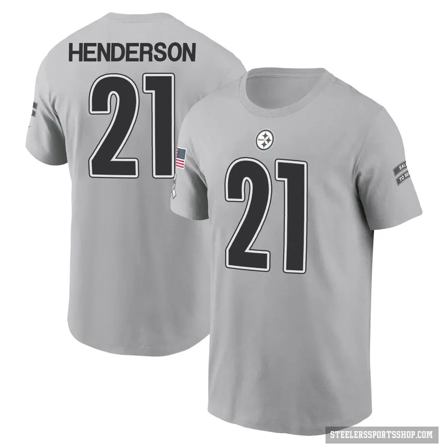 Men's ＃21 C.J. Henderson Pittsburgh Steelers Gray 2024 Salute to Service T-Shirt