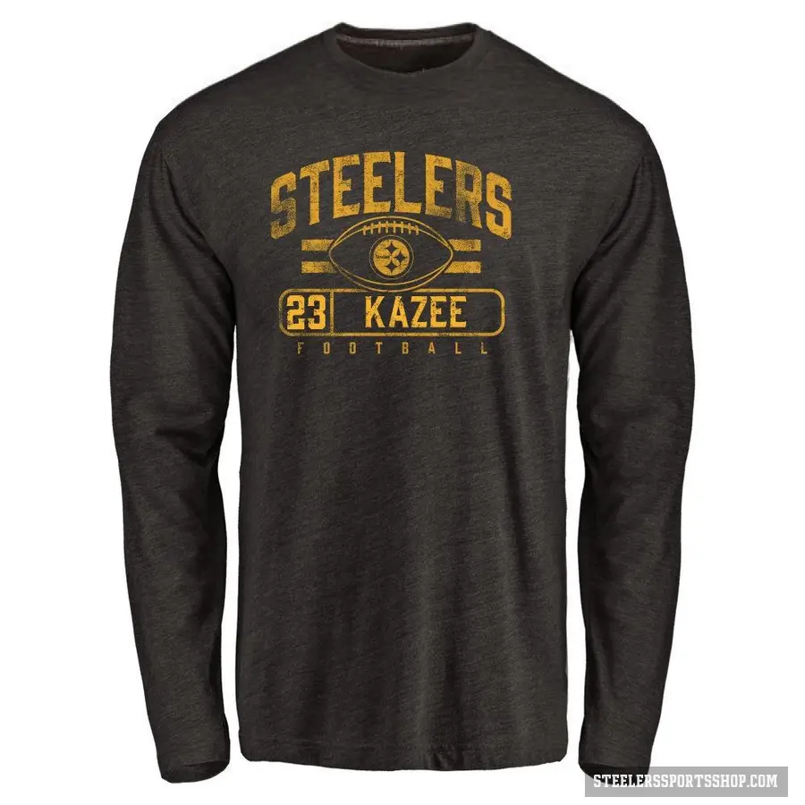 Men's ＃23 Damontae Kazee Pittsburgh Steelers Black Flanker Long Sleeve T-Shirt