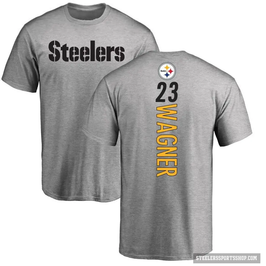 Men's ＃23 Mike Wagner Pittsburgh Steelers Ash Backer T-Shirt