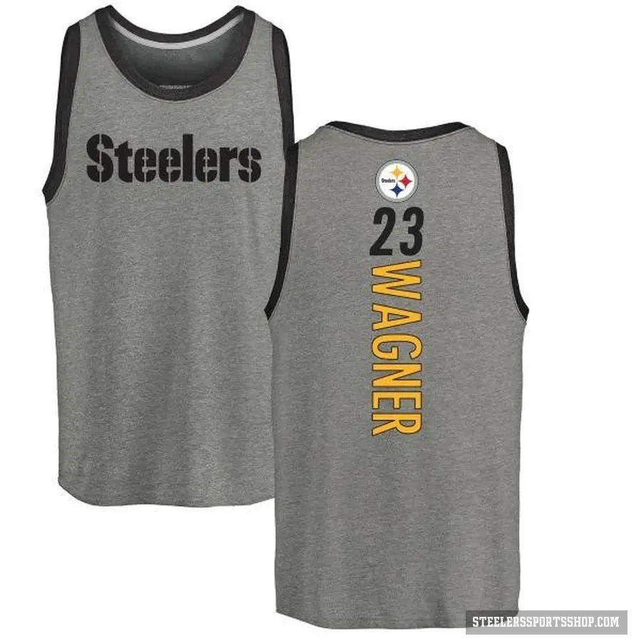 Men's ＃23 Mike Wagner Pittsburgh Steelers Ash Backer Tank Top