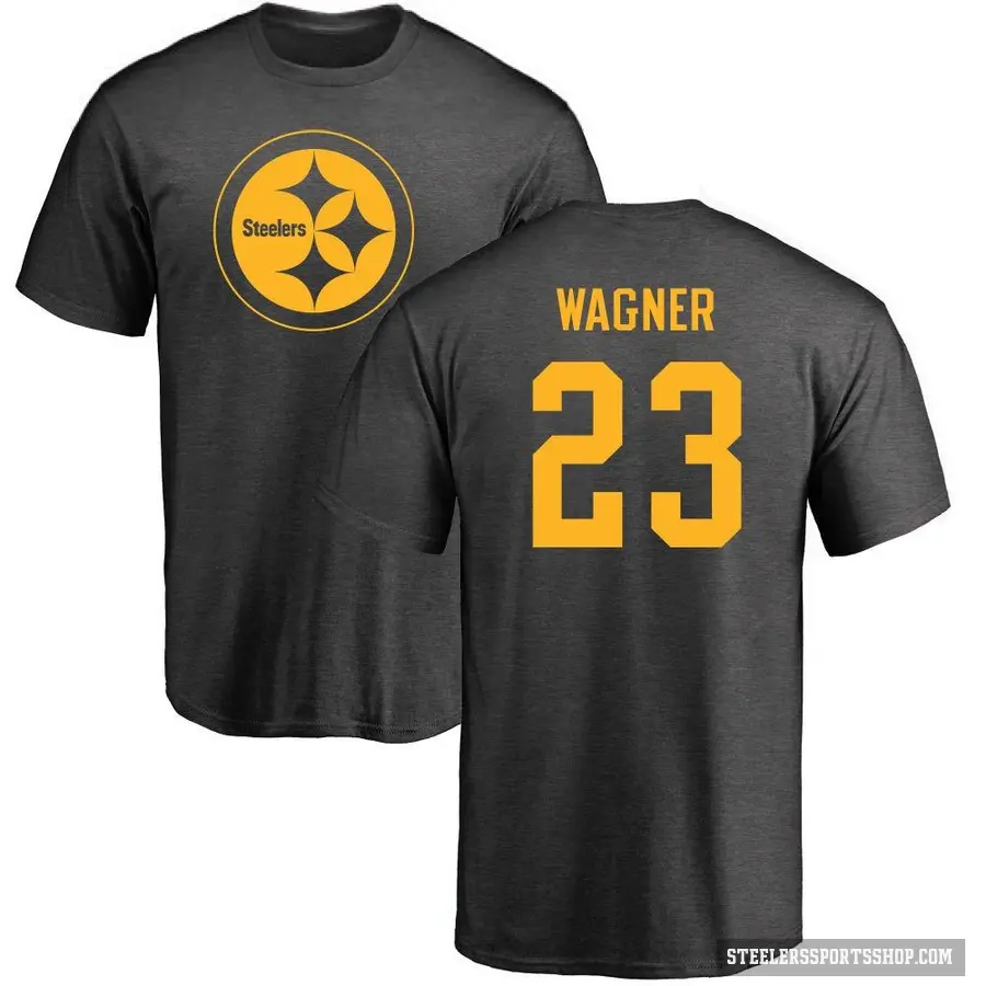 Men's ＃23 Mike Wagner Pittsburgh Steelers Ash One Color T-Shirt