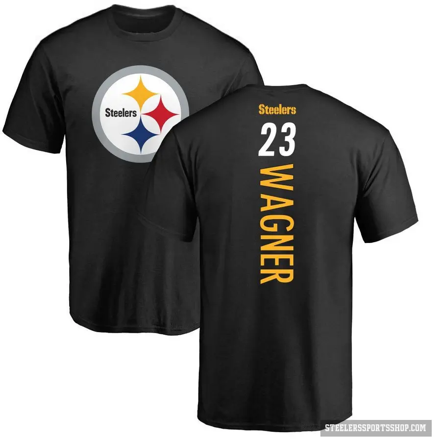 Men's ＃23 Mike Wagner Pittsburgh Steelers Black Backer T-Shirt