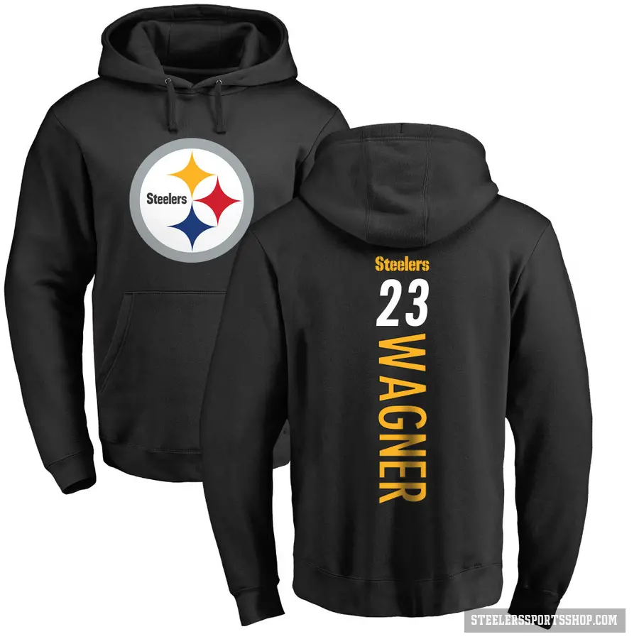 Men's ＃23 Mike Wagner Pittsburgh Steelers Black Pro Line Backer Pullover Hoodie