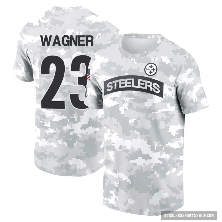 Men's ＃23 Mike Wagner Pittsburgh Steelers Camo Arctic 2024 Salute to Service Performance T-Shirt