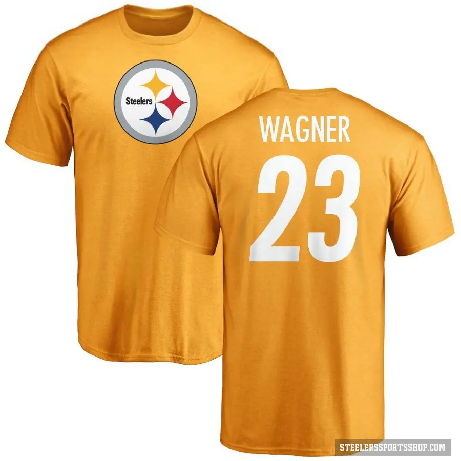 Men's ＃23 Mike Wagner Pittsburgh Steelers Gold Logo T-Shirt