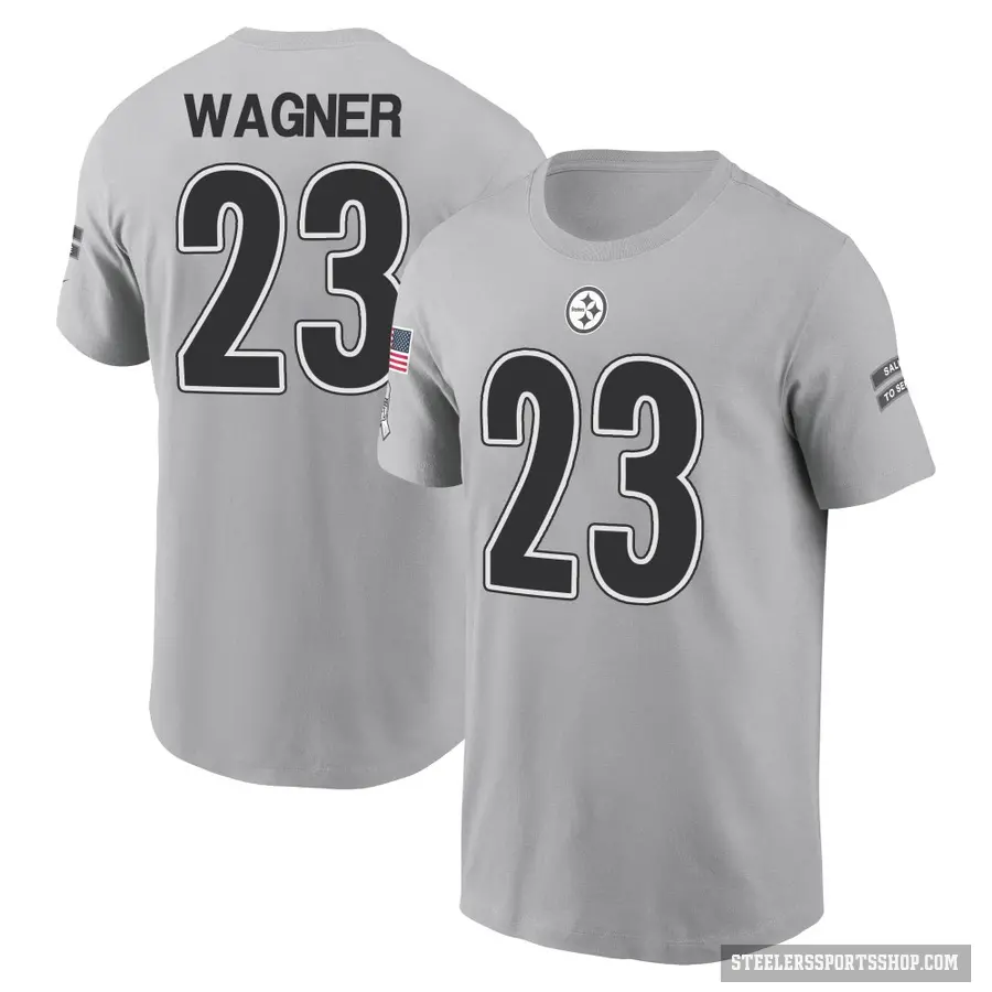 Men's ＃23 Mike Wagner Pittsburgh Steelers Gray 2024 Salute to Service T-Shirt