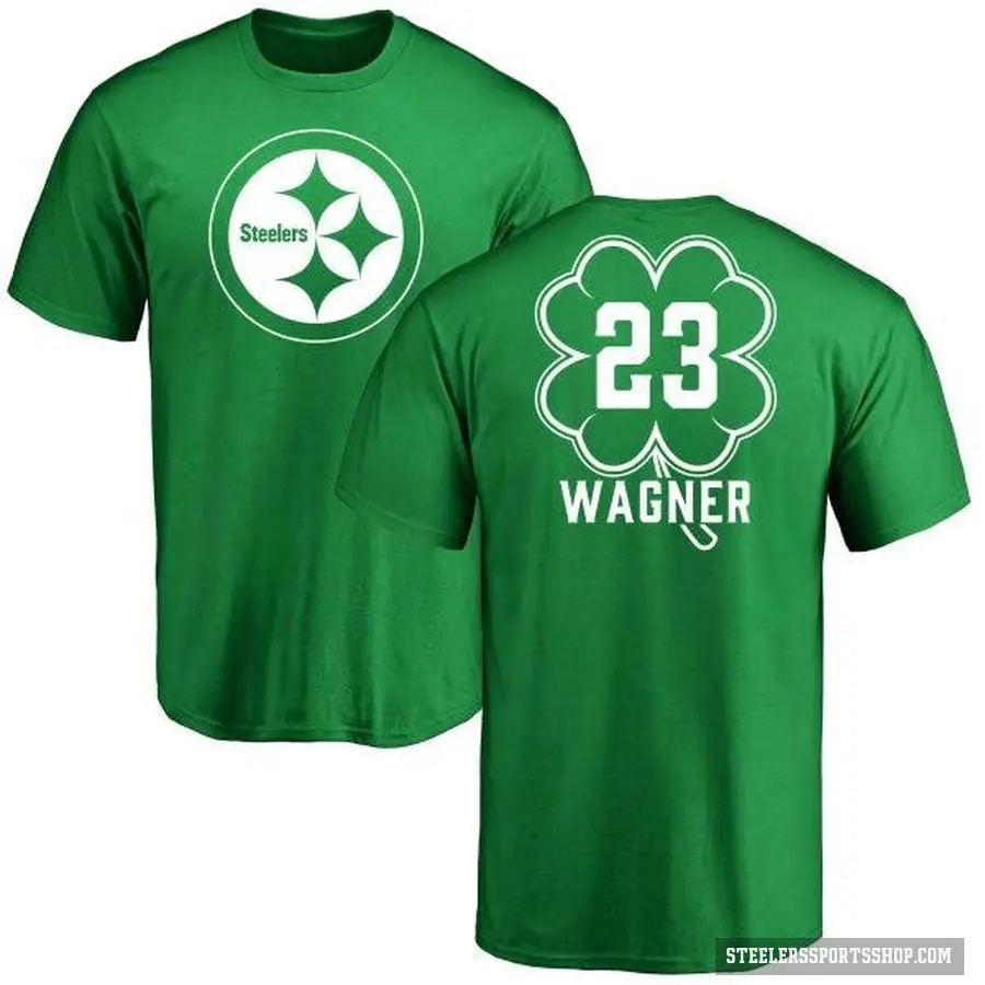 Men's ＃23 Mike Wagner Pittsburgh Steelers Green St. Patrick's Day T-Shirt