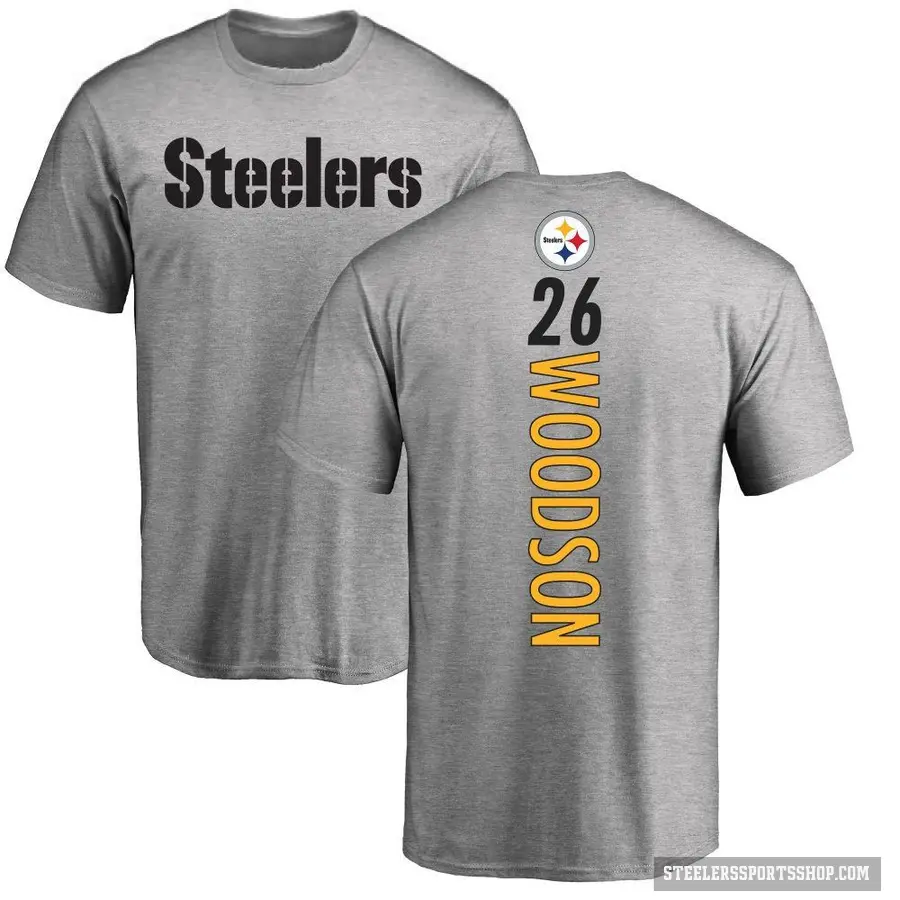 Men's ＃26 Rod Woodson Pittsburgh Steelers Ash Backer T-Shirt