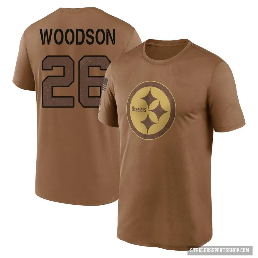 Men's ＃26 Rod Woodson Pittsburgh Steelers Brown 2023 Salute To Service Performance T-Shirt