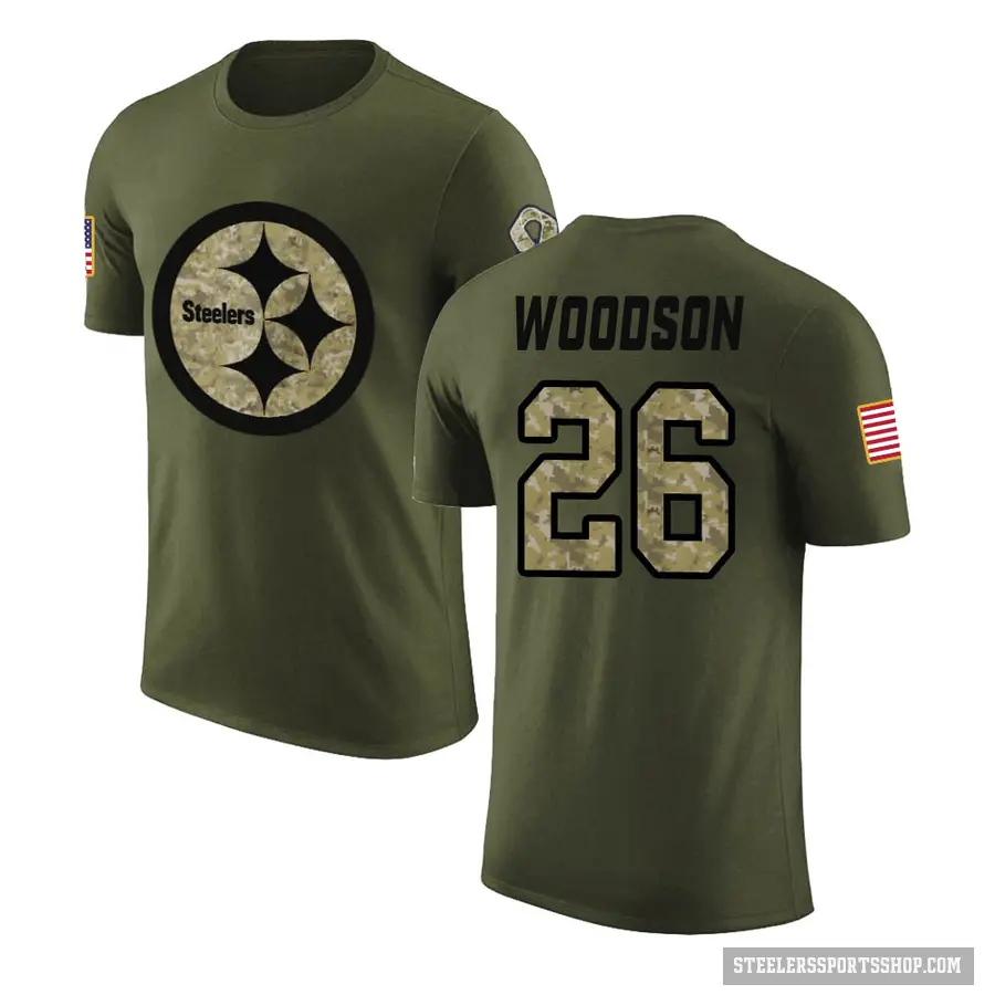 Men's ＃26 Rod Woodson Pittsburgh Steelers Olive Salute to Service T-Shirt